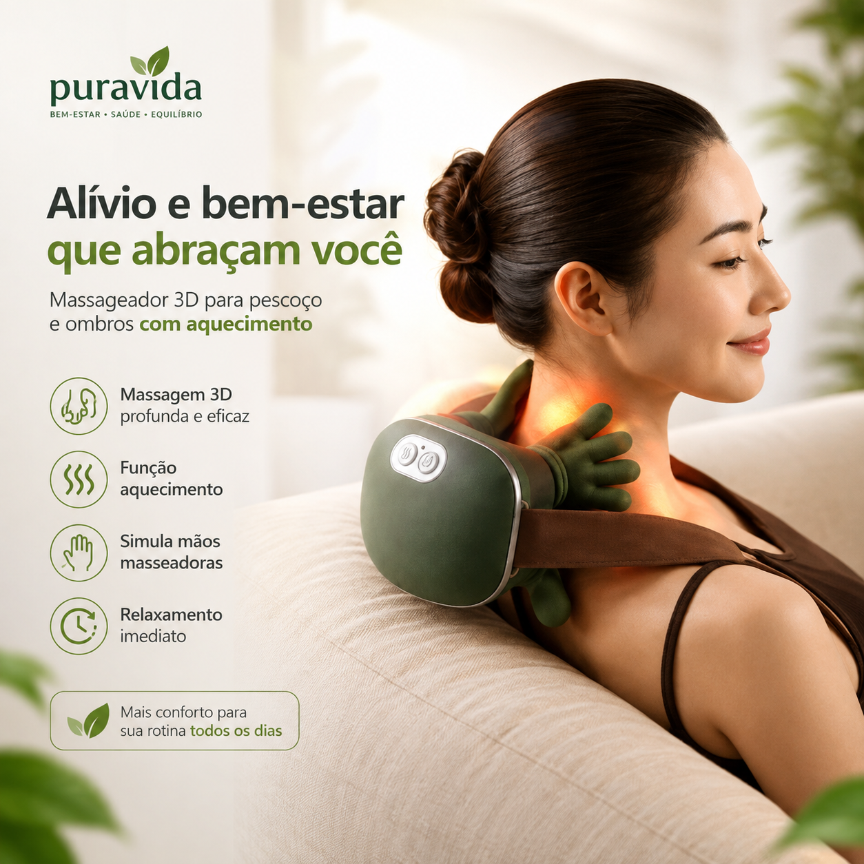 Massageador 3D com Aquecimento Puravida